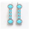 Image 1 : 9.94 ctw Turquoise & Diamond Earrings 14K White Gold - REF-172N5F