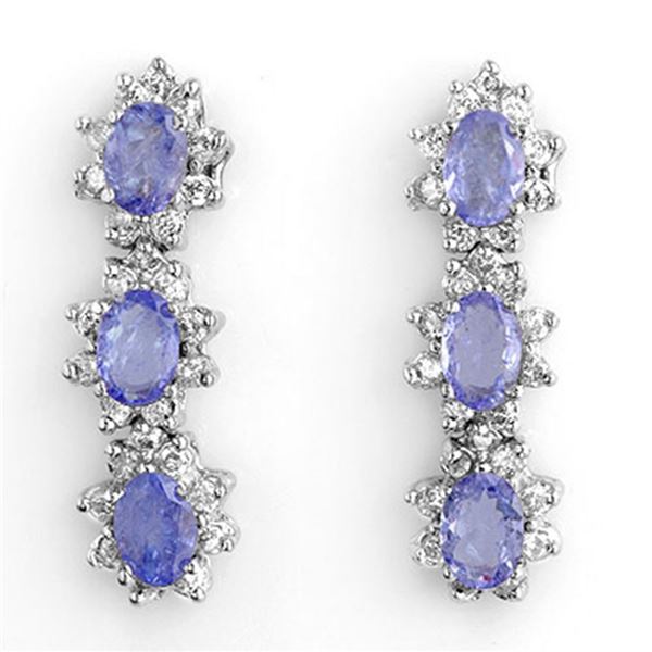 4.38 ctw Tanzanite & Diamond Earrings 14k White Gold - REF-141F8M