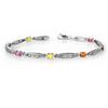 Image 1 : 3.07 ctw Multi-Sapphire & Diamond Bracelet 10k White Gold - REF-36K6Y