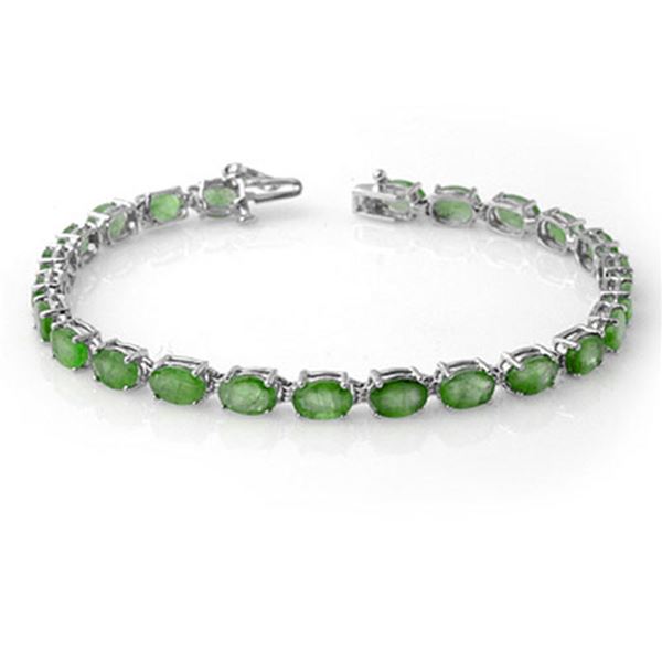 10.50 ctw Emerald Bracelet 10k White Gold - REF-118N2F
