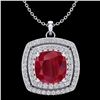 Image 1 : 2.52 ctw Ruby & Micro Pave VS/SI Diamond Necklace 18k White Gold - REF-55X2A