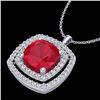 Image 2 : 2.52 ctw Ruby & Micro Pave VS/SI Diamond Necklace 18k White Gold - REF-55X2A