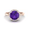 Image 1 : 2 ctw Amethyst & Micro Pave VS/SI Diamond Ring 14k Rose Gold - REF-27K3Y
