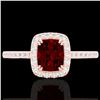 Image 1 : 1.25 ctw Garnet & Micro Pave VS/SI Diamond Certified Ring 10k Rose Gold - REF-24W8H