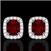 Image 1 : 2.50 ctw Garnet & Micro Pave VS/SI Diamond Earrings 10k White Gold - REF-34N3F
