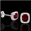 Image 2 : 2.50 ctw Garnet & Micro Pave VS/SI Diamond Earrings 10k White Gold - REF-34N3F