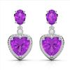 Image 1 : 8 ctw Amethyst & VS/SI Diamond Designer Heart Earrings 10k White Gold - REF-32N8F