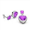 Image 2 : 8 ctw Amethyst & VS/SI Diamond Designer Heart Earrings 10k White Gold - REF-32N8F