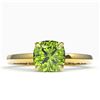 Image 1 : 2 ctw Cushion Cut Peridot Solitaire Engagment Ring 18k Yellow Gold - REF-25W9H