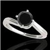 Image 1 : 1 ctw Certified VS Black Diamond Bypass Solitaire Ring 10k White Gold - REF-33R5K