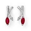 Image 1 : 0.75 ctw Ruby & Diamond Earrings 10k White Gold - REF-13A5N