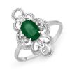 Image 1 : 0.71 ctw Emerald & Diamond Ring 10k White Gold - REF-19A3N