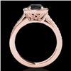 Image 2 : 1.33 ctw Certified VS Black Diamond Solitaire Halo Ring 10k Rose Gold - REF-53H2R