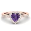 Image 1 : 1 ctw Amethyst & Micro Pave Ring Heart Halo 14k Rose Gold - REF-25H2R