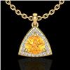 Image 1 : 1.50 ctw Citrine & Micro Pave VS/SI Diamond Necklace 18k Yellow Gold - REF-25X9A