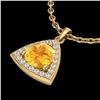 Image 2 : 1.50 ctw Citrine & Micro Pave VS/SI Diamond Necklace 18k Yellow Gold - REF-25X9A
