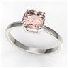 Image 2 : 1.50 ctw Cushion Cut Morganite Solitaire Engagment Ring 18k White Gold - REF-31M4G