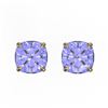 Image 1 : 4 ctw Cushion Cut Tanzanite Designer Stud Earrings 18k Yellow Gold - REF-40N9F