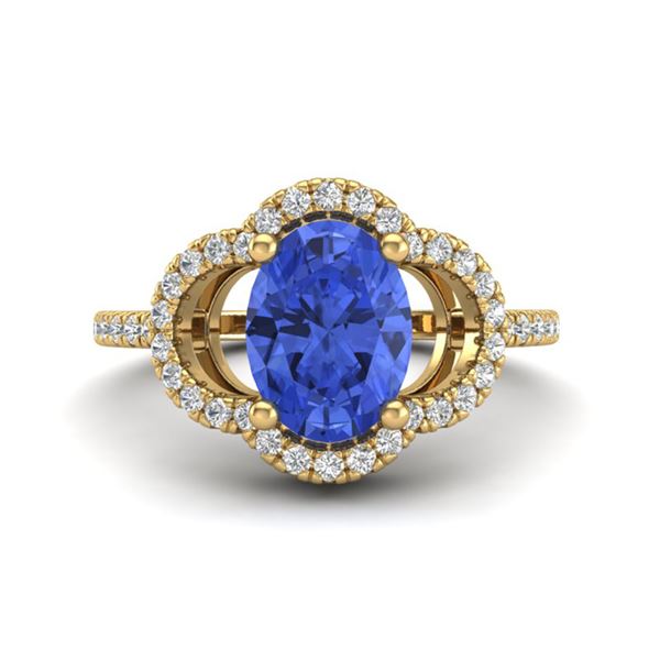 1.75 ctw Tanzanite & Micro Pave VS/SI Diamond Ring 10k Yellow Gold - REF-41Y3X