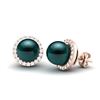 Image 2 : 0.50 ctw Micro VS/SI Diamond & Peacock Pearl Earrings 14k Rose Gold - REF-46K5Y