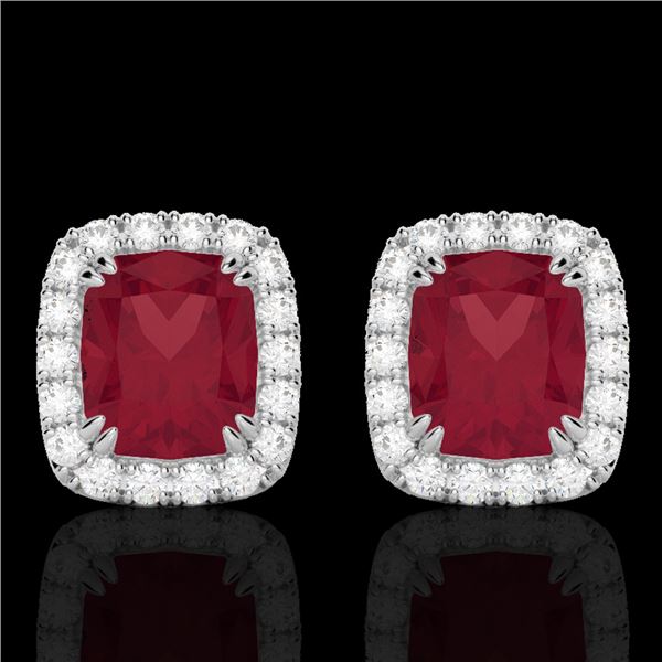 2.50 ctw Ruby & Micro Pave VS/SI Diamond Certified Earrings 10k White Gold - REF-38Y2X