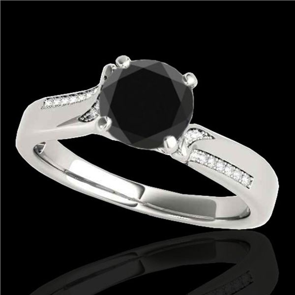 1.18 ctw Certified VS Black Diamond Solitaire Ring 10k White Gold - REF-47R8K