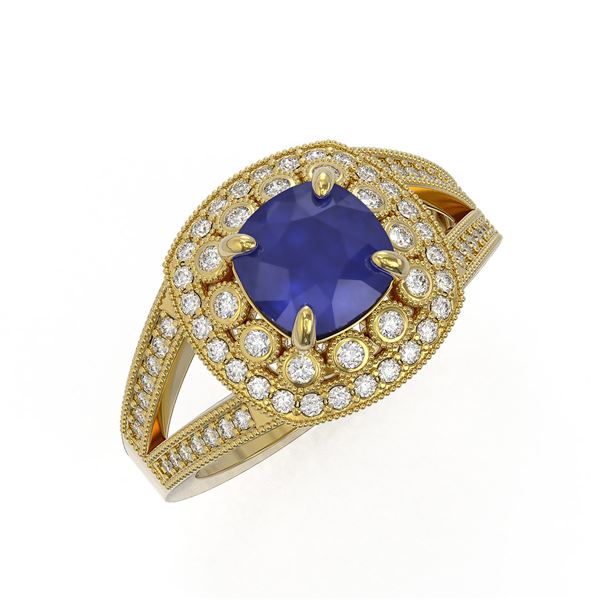 2.69 ctw Certified Sapphire & Diamond Victorian Ring 14K Yellow Gold - REF-99F3M