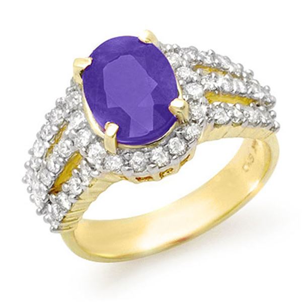 4.70 ctw Tanzanite & Diamond Ring 14k Yellow Gold - REF-152W8H