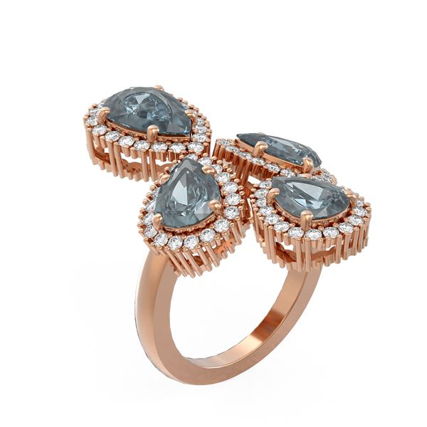 6.41 ctw Blue Topaz & Diamond Ring 18K Rose Gold - REF-188G8W