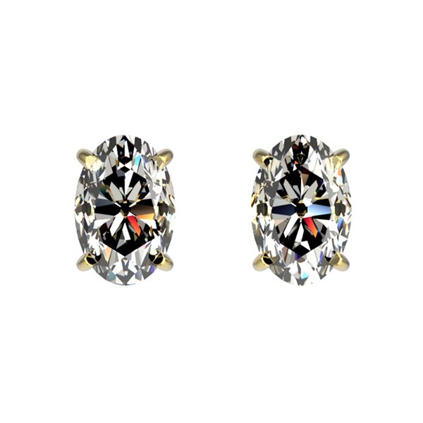 1 ctw Certified VS/SI Quality Oval Diamond Stud Earrings 10k Yellow Gold - REF-120R3K