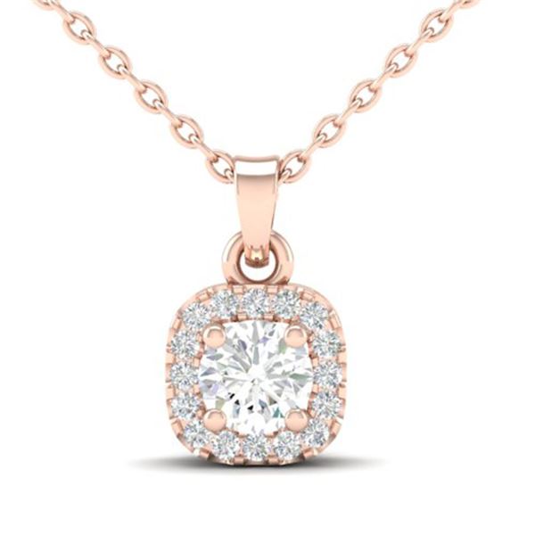 0.40 ctw Micro Pave VS/SI Diamond Necklace Halo 14k Rose Gold - REF-40M9G