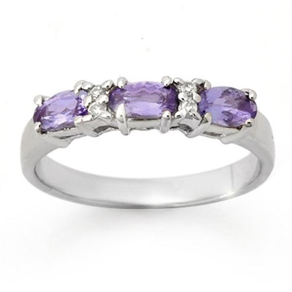 0.82 ctw Tanzanite & Diamond Ring 10k White Gold - REF-17Y2X