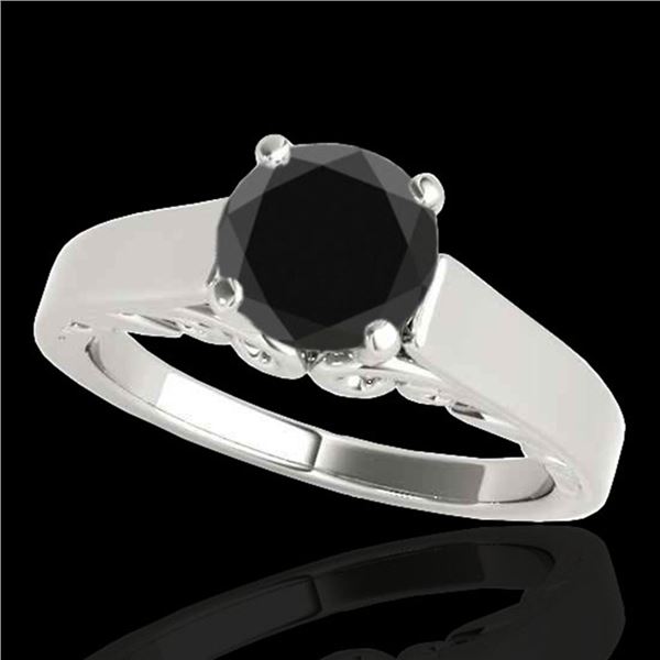 1 ctw Certified VS Black Diamond Solitaire Ring 10k White Gold - REF-33W4H