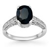 Image 1 : 3.50 ctw Blue Sapphire & Diamond Ring 18k White Gold - REF-82F9M