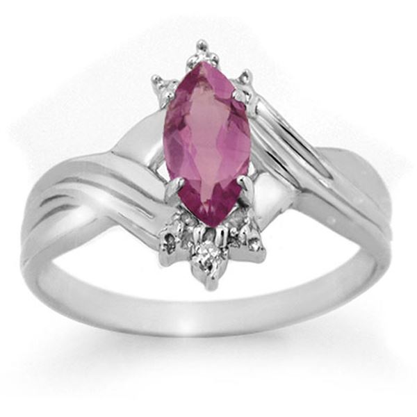 0.51 ctw Amethyst & Diamond Ring 10k White Gold - REF-11R2K