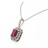 Image 3 : 7.18 ctw Certified Ruby & Diamond Victorian Necklace 14K White Gold - REF-172X8A