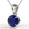 Image 1 : 2 ctw Sapphire Designer Solitaire Necklace 18k White Gold - REF-18R8K
