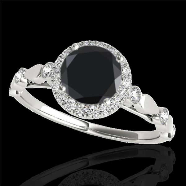 1.25 ctw Certified VS Black Diamond Solitaire Halo Ring 10k White Gold - REF-41X6A