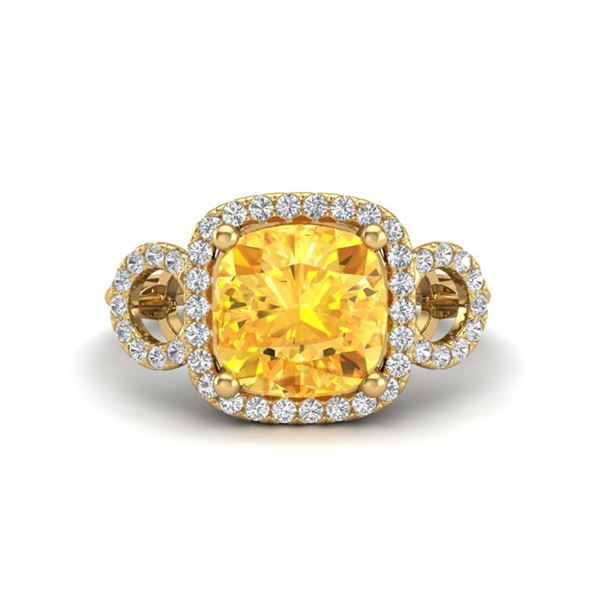 3.75 ctw Citrine & Micro VS/SI Diamond Certified Ring 18k Yellow Gold - REF-50W4H