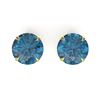 Image 1 : 4 ctw London Blue Topaz Designer Stud Earrings 18k Yellow Gold - REF-22H5R