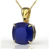 Image 1 : 6 ctw Cushion Cut Sapphire Designer Solitaire Necklace 18k Yellow Gold - REF-49M3G