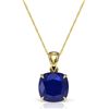 Image 2 : 6 ctw Cushion Cut Sapphire Designer Solitaire Necklace 18k Yellow Gold - REF-49M3G