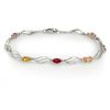 Image 1 : 3.02 ctw Multi-Sapphire & Diamond Bracelet 10k White Gold - REF-40A9N