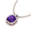 Image 1 : 6 ctw Amethyst & Micro Pave VS/SI Diamond Necklace 14k Rose Gold - REF-39R5K