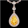 Image 2 : 2.25 ctw Citrine & Micro Pave VS/SI Diamond Necklace 14k Rose Gold - REF-31R4K