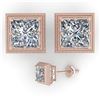 Image 2 : 1.0 ctw VS/SI Princess Diamond Stud Earrings Art Deco 18k Rose Gold - REF-170F9M