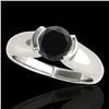 Image 1 : 1 ctw Certified VS Black Diamond Solitaire Ring 10k White Gold - REF-46G4W