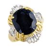 Image 1 : 8.07 ctw Blue Sapphire & Diamond Ring 10k Yellow Gold - REF-98A2N