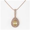 Image 2 : 4.17 ctw Canary Citrine & Diamond Victorian Necklace 14K Rose Gold - REF-127K3Y