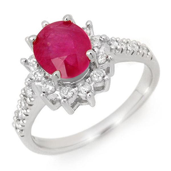 3.05 ctw Ruby & Diamond Ring 14k White Gold - REF-54H2R